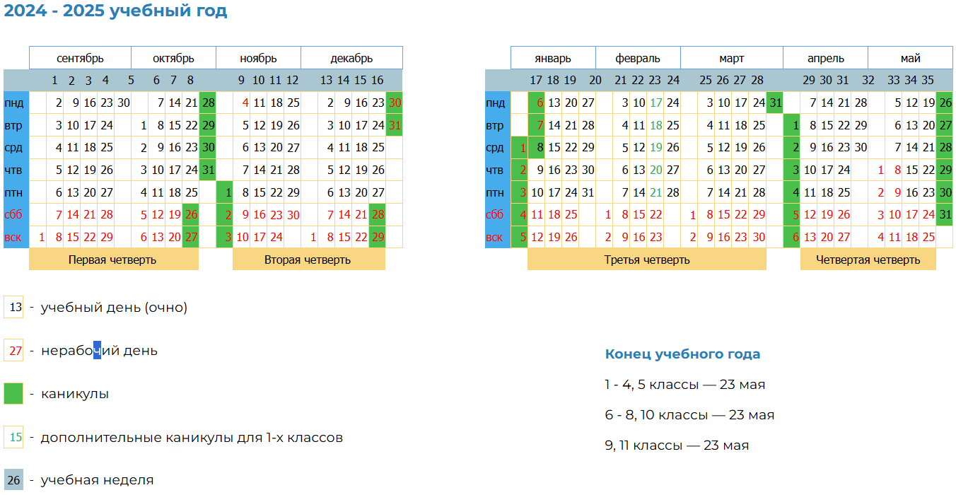 учебный календарь